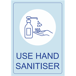 Sign Use Hand Sanitiser A3 Blue On Blue